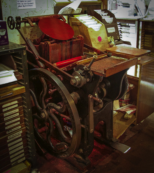 Treadle-operated 'Minerva' platen printing press made by H. S. Cropper and  Co.